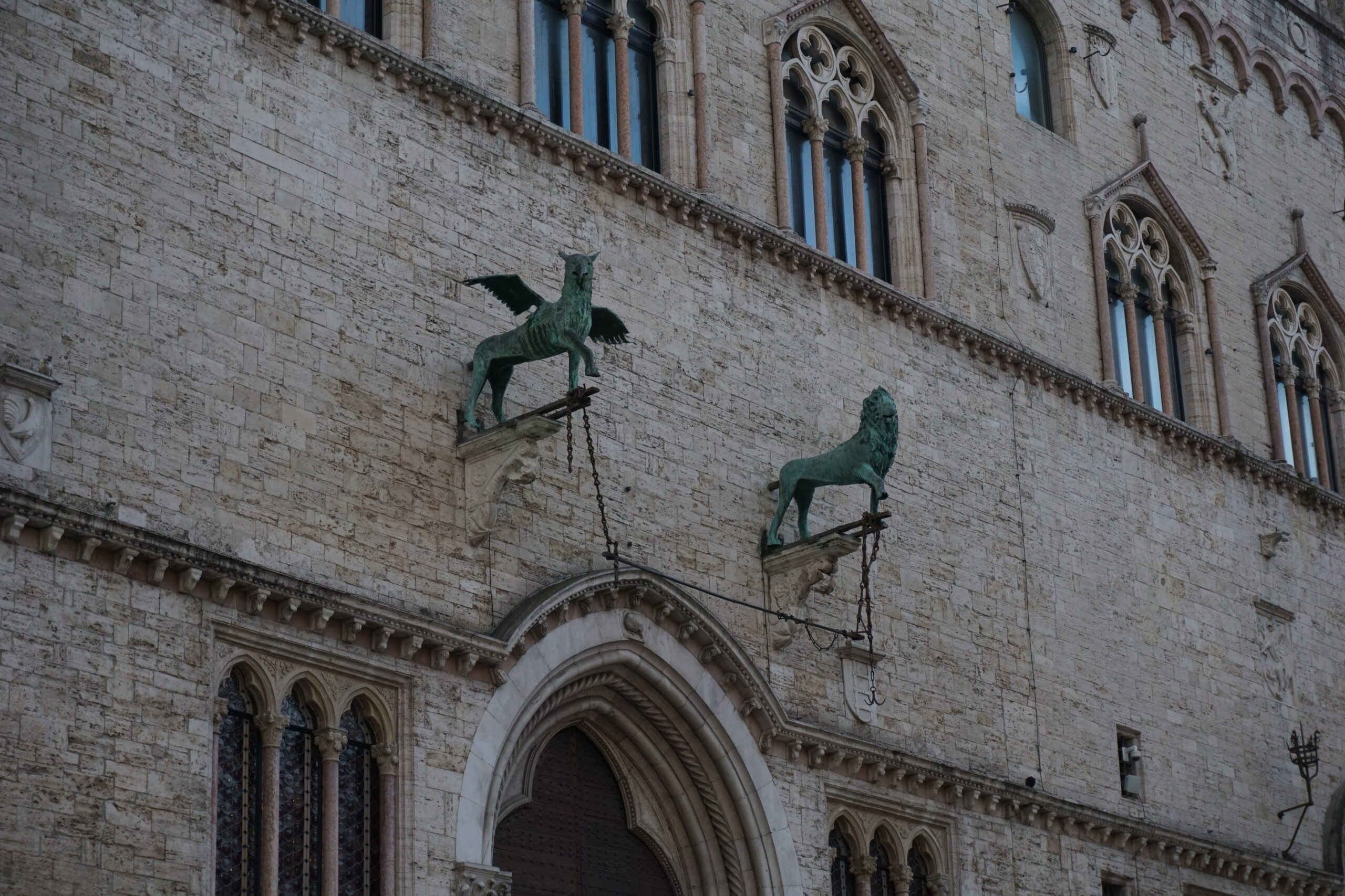 A close up of some of the architecture in Perugia
