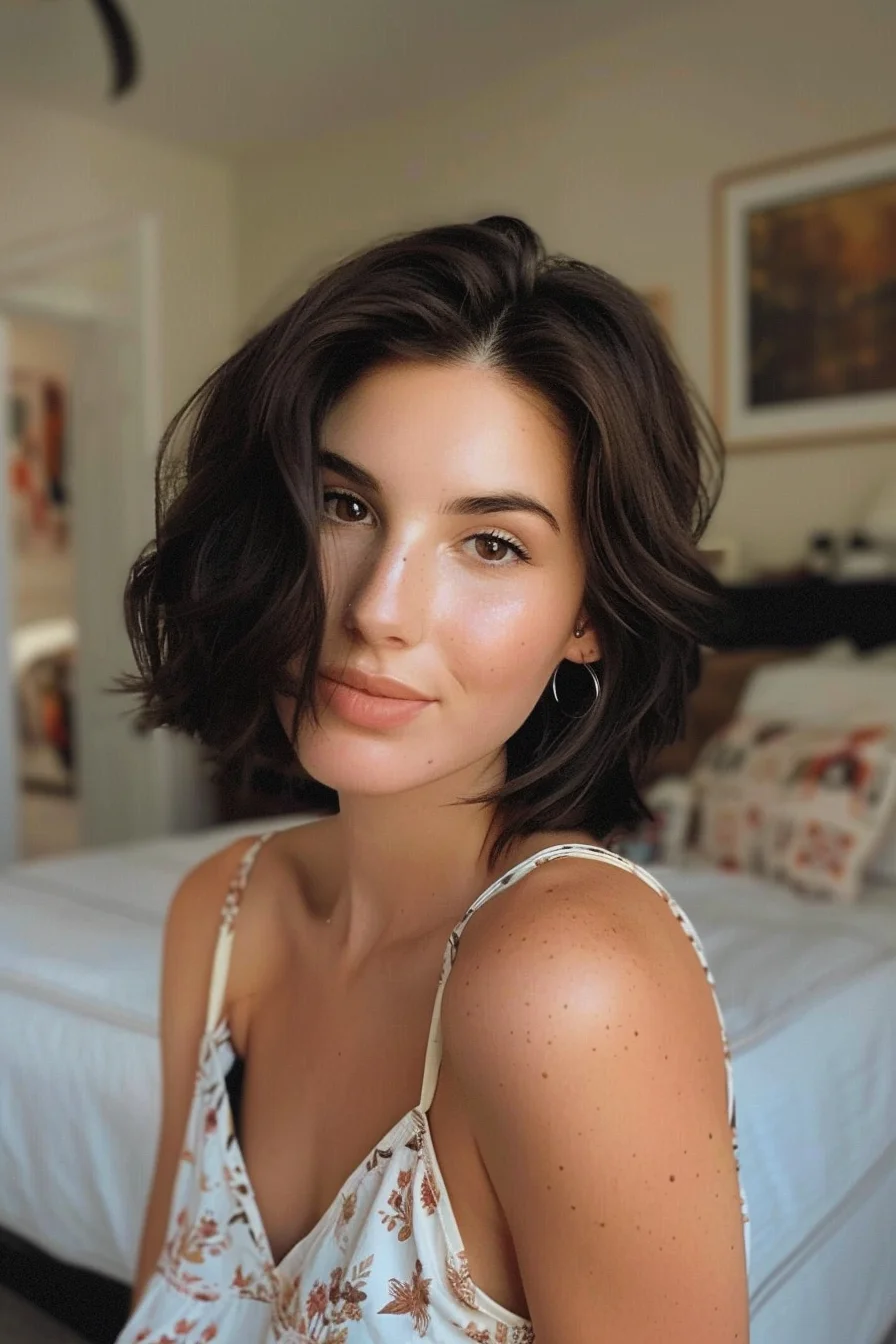 Deep espresso brown hair showcases incredible richness and glossy shine. Nearly black in appearance yet reveals subtle chocolate undertones when light catches strands, creating beautiful depth without harsh contrast throughout entire color.