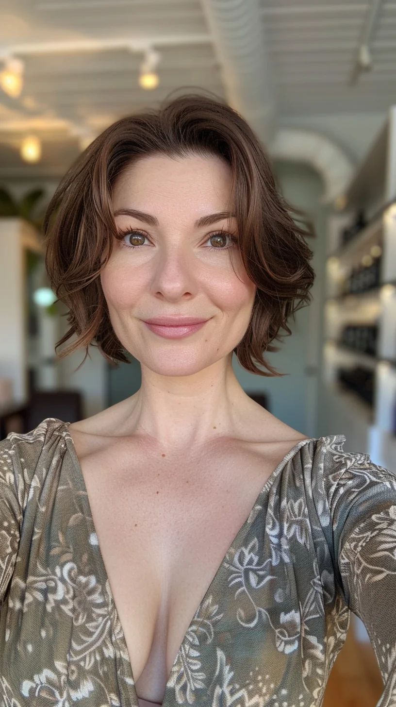 Rich chocolate brown hair shows beautiful dimension with subtle chestnut highlights woven throughout. Natural depth at the roots creates a lovely gradient effect as the color transitions to slightly warmer tones at the mid-lengths and ends. When light hits certain sections, warm auburn undertones become visible, adding visual interest and movement to the overall look.