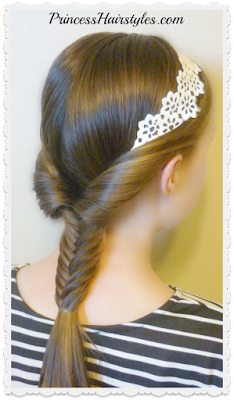 Adorable headband hairstyle with fishtail braid