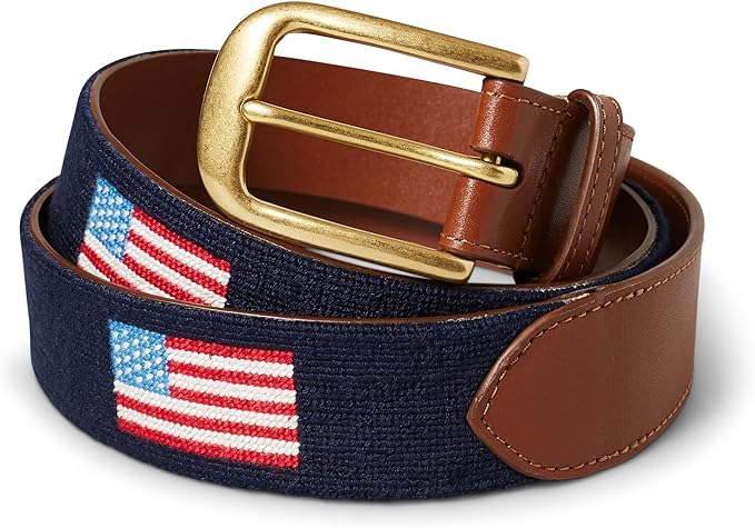 Palmetto Golf Handmade Needlepoint American Flag Golf Belt, Father's Day Gift Guide 2025