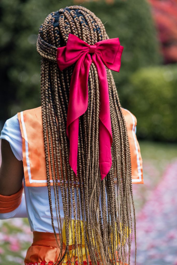 Back of Sailor Venus Halloween Costume/ Cosplay | Golden Blonde Box Braids