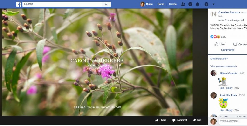 Carolina Herrera Facebook Spring 2020
