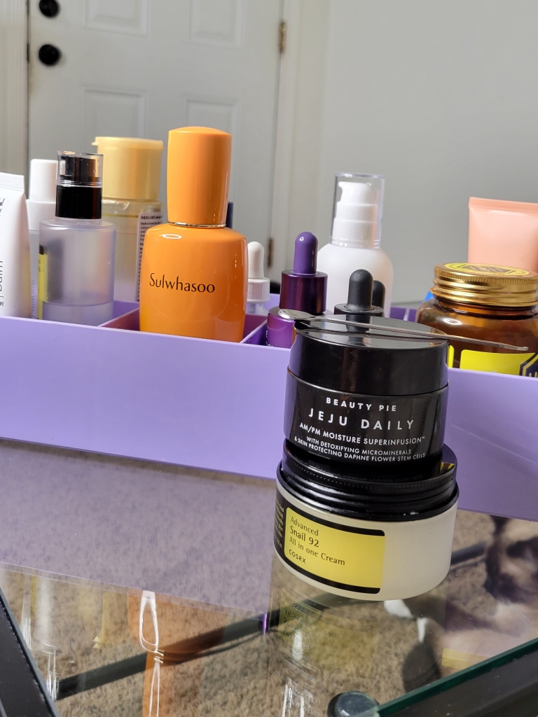 Skincare products lineup