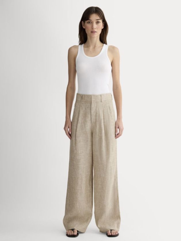 High waisted sustainable linen trousers