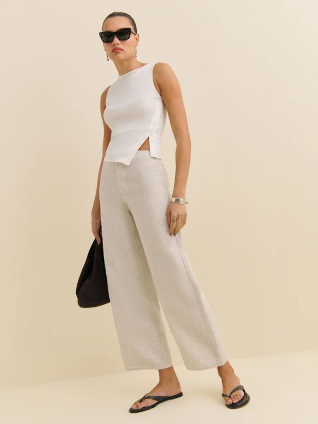 Natural linen trousers for summer