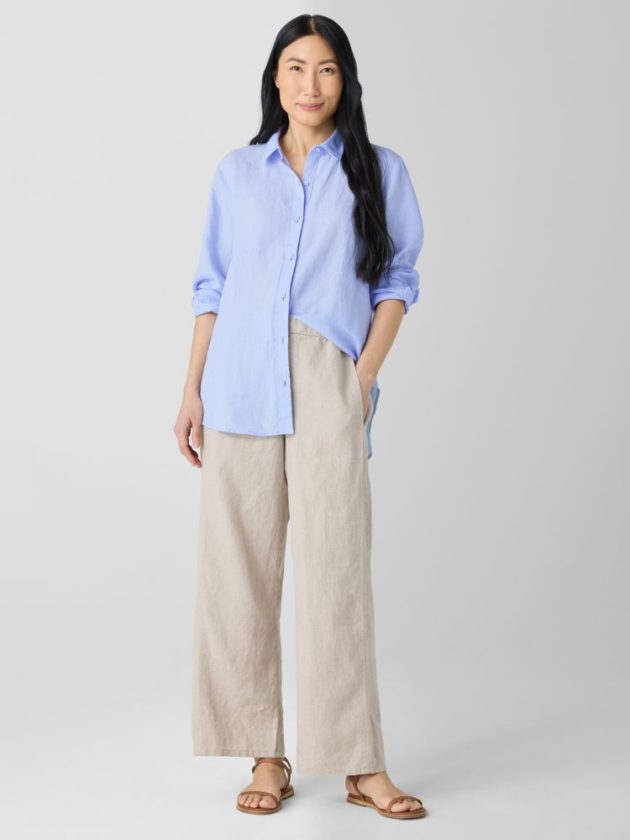 Undyed organic linen trousers