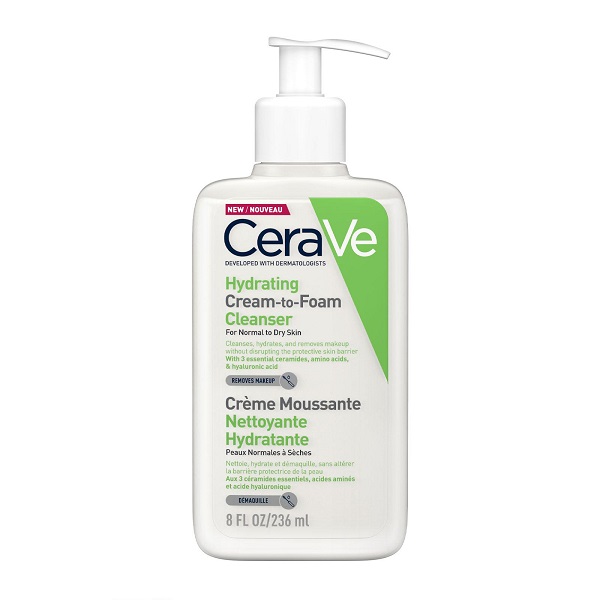 Best Cleansers for 2025 - CeraVe Hydrating Cream-to-Foam Cleanser