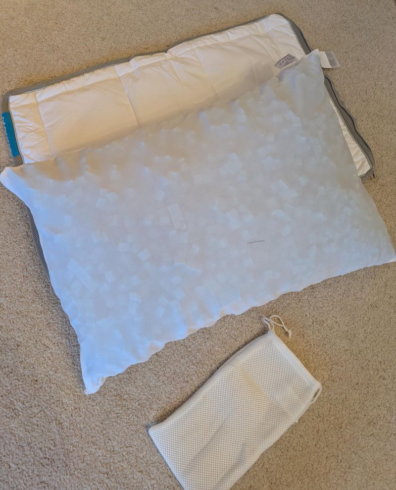Memory foam CertiPUR blocks in their bag