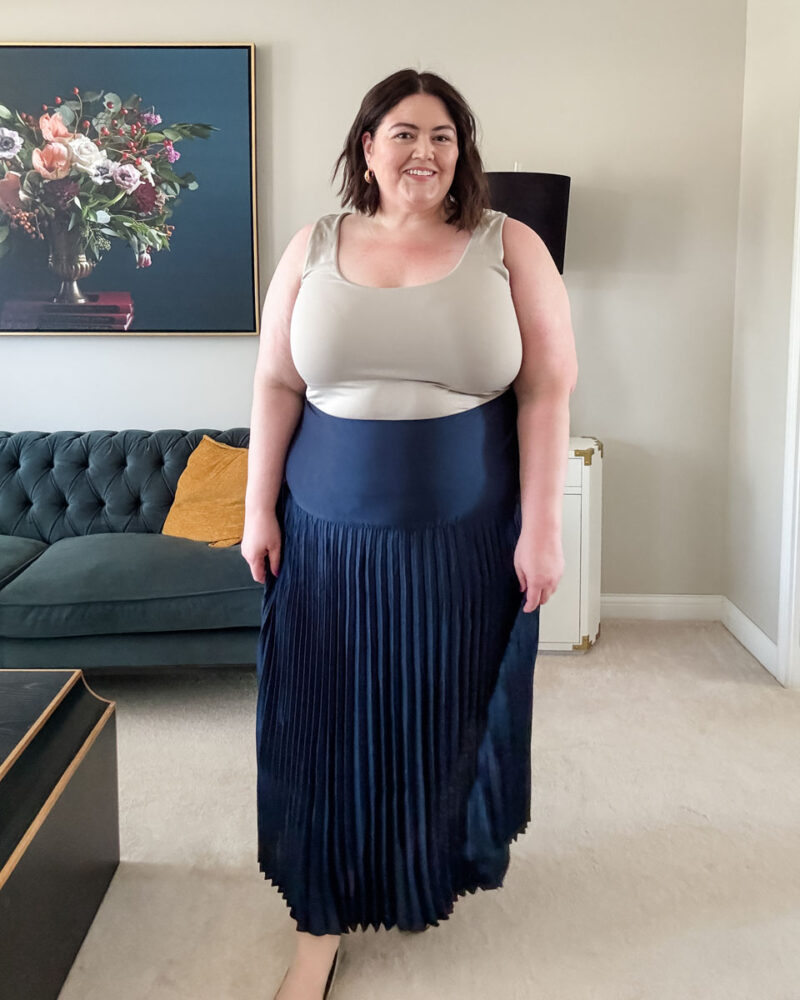 Women's Drop Waist Pleated Ankle Skirt and Women's Slim Fit Seamless Tank Top from Future Collective at Target