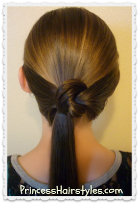 Cute ponytail hair knot video tutorial.